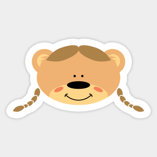 Teddy bear girl with pigtails Sticker